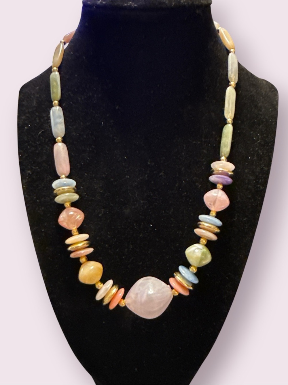 Pastel Stone Bead Necklace | Artisan Style Statement Necklace